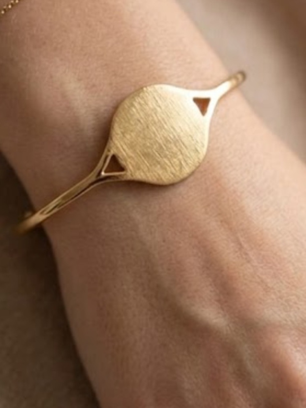 Plunder Gold-Tone Open Cuff Bracelet with Textured Disc